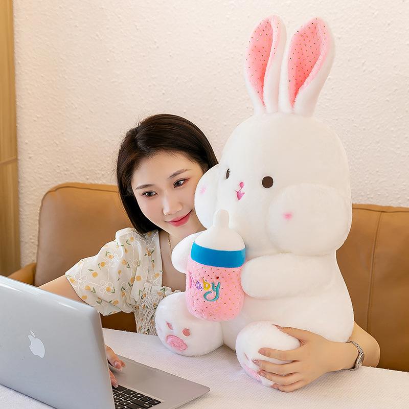 New Bottle Rabbit Doll Plush Toy Cute Little Rabbit Doll Rag Doll Children's Doll Birthday Gift