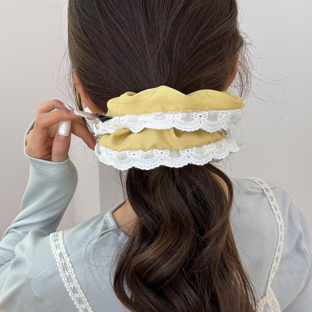 Sweet lace large hair band female senior sense tie ponytail head rope leather band high elasticity Korean rope accessories new