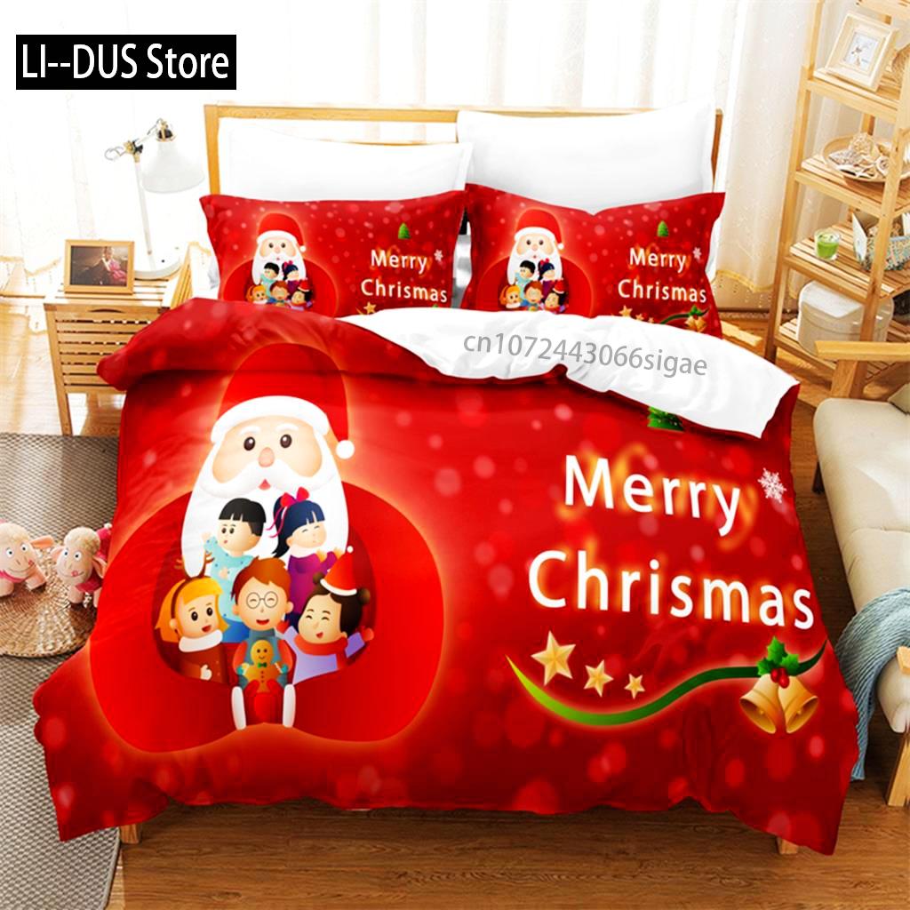 Red Christmas Bedding Set Duvet Cover Set 3d Bedding Digital Printing Queen Size Bedding Set Fashion Design