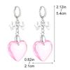 Sweet Cool Bowknot Earings Glass Love Heart Dangle Earrings Pendant Ear Rings Jewelry Punk Accessory for Women and Girls