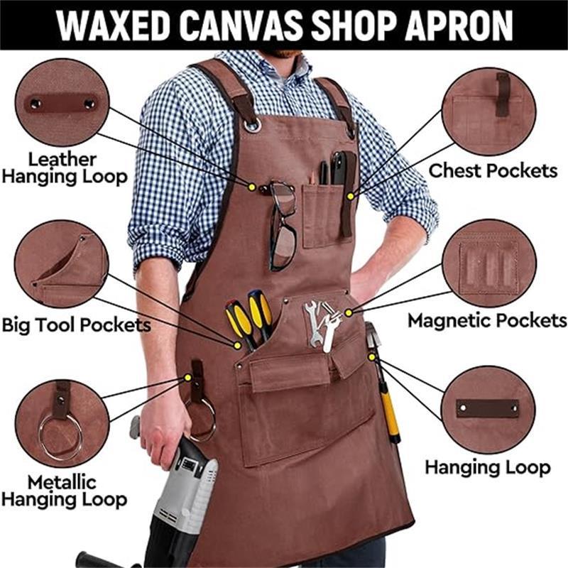 Waxed Canvas Apron: European & American Style for Gardening, Woodworking, and Kitchen