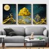 Goldren Tree and Deer Animals Wall Art Posters and Prints Wall Pictures for Living Room Nordic Style Home Decor Canvas Paintings