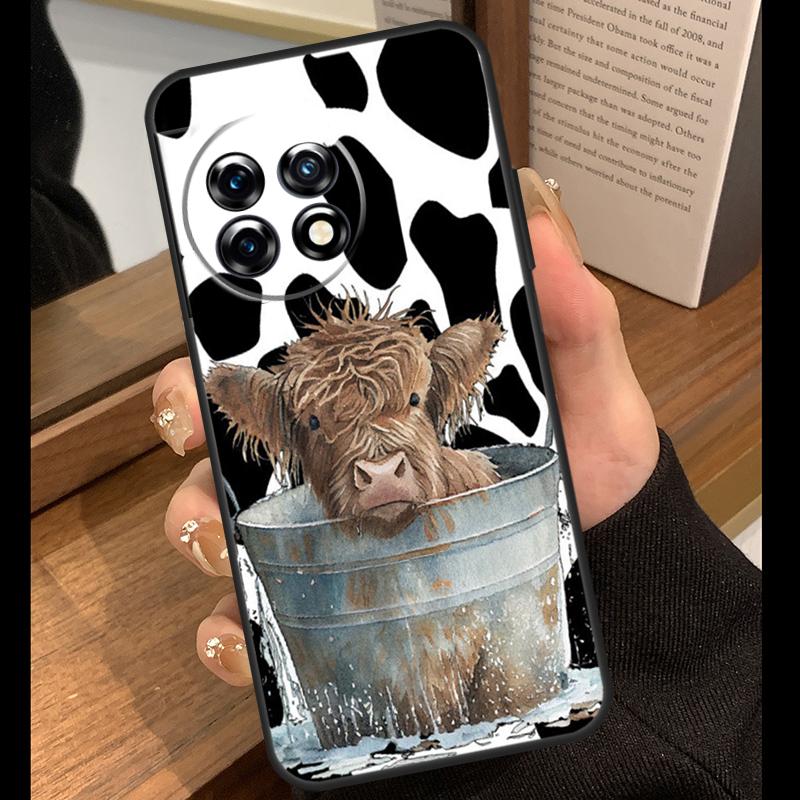 Highland Cow Sunflower Cute Case For OnePlus 15R 13R 13T 12R 15 13 12 11 10 Pro 10T Nord CE 3 4 Lite N20 N30 Nord 5 Cover
