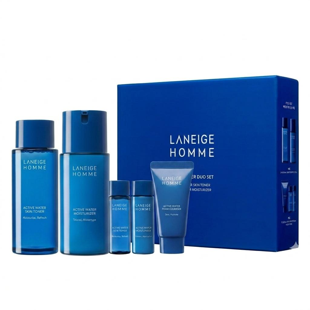 LANEIGE Homme Active Water Duo Set(Skin 180ml + Moisturizer 125ml)
