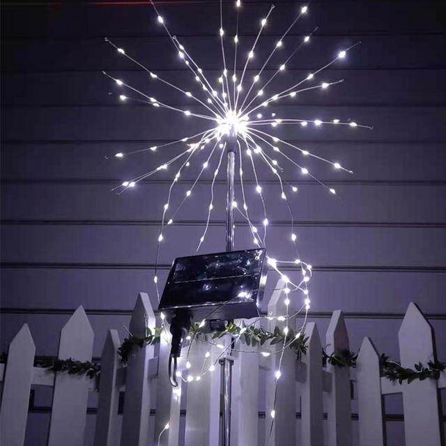Solar Firework Light DIY Outdoor Garden Starburst Firework Lamp 200LED 35 Copper Wires Christmas String Light for Garden Decor