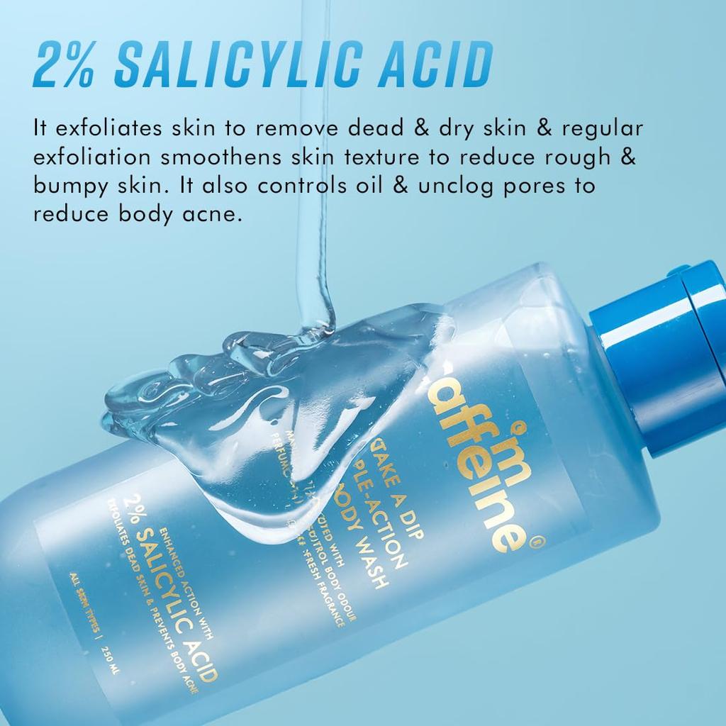 mCaffeine 3-in-1 Parfüm Körperwäsche mit 2% Salicylsäure für Männer & Frauen, 250 ml, Geruchskontrolle & Glatte Haut