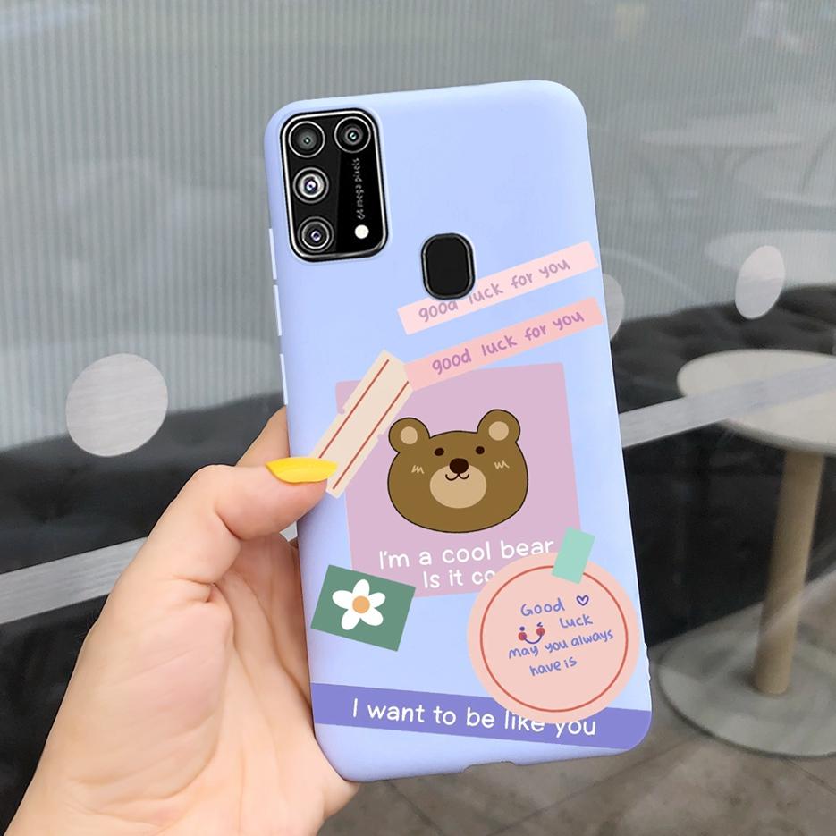 For Samsung Galaxy M31 Case SM-M315F Cute Bear Cartoon Painted Cover Phone Case For Samsung M31 M 31 GalaxyM31 Bumper Soft Funda