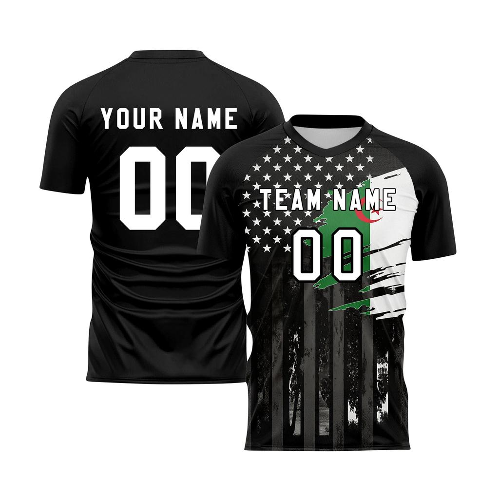 DIY Short Sleeve Sports Jersey Top with Printed Flag Pattern for Men and Women Athletic Crew Neck T Shirt for Custom Teamwear