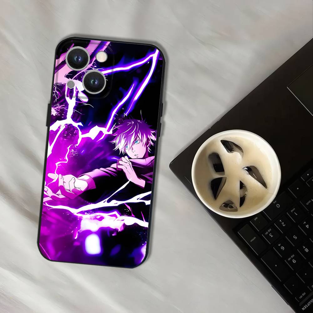 

Аниме Чехол для телефона Годжо С-Сатору для iPhone 17,16,15,14,13,12,11, Pro, XS, Max, XR, Plus, E, SE4, Mini Черная Мягкая Обложка iPhone11