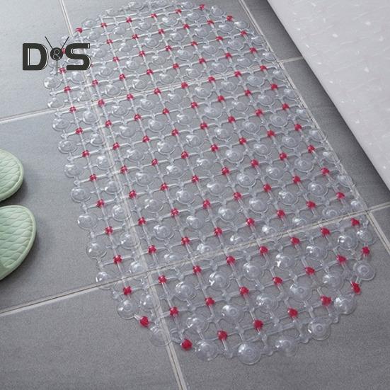 PVC Anti-slip Bath Mat Solid Color Home Kitchen Hotel Bathroom Shower Floor Mat with Suction Cup Soft Non-slip Bathtub Massage Pad Rug
