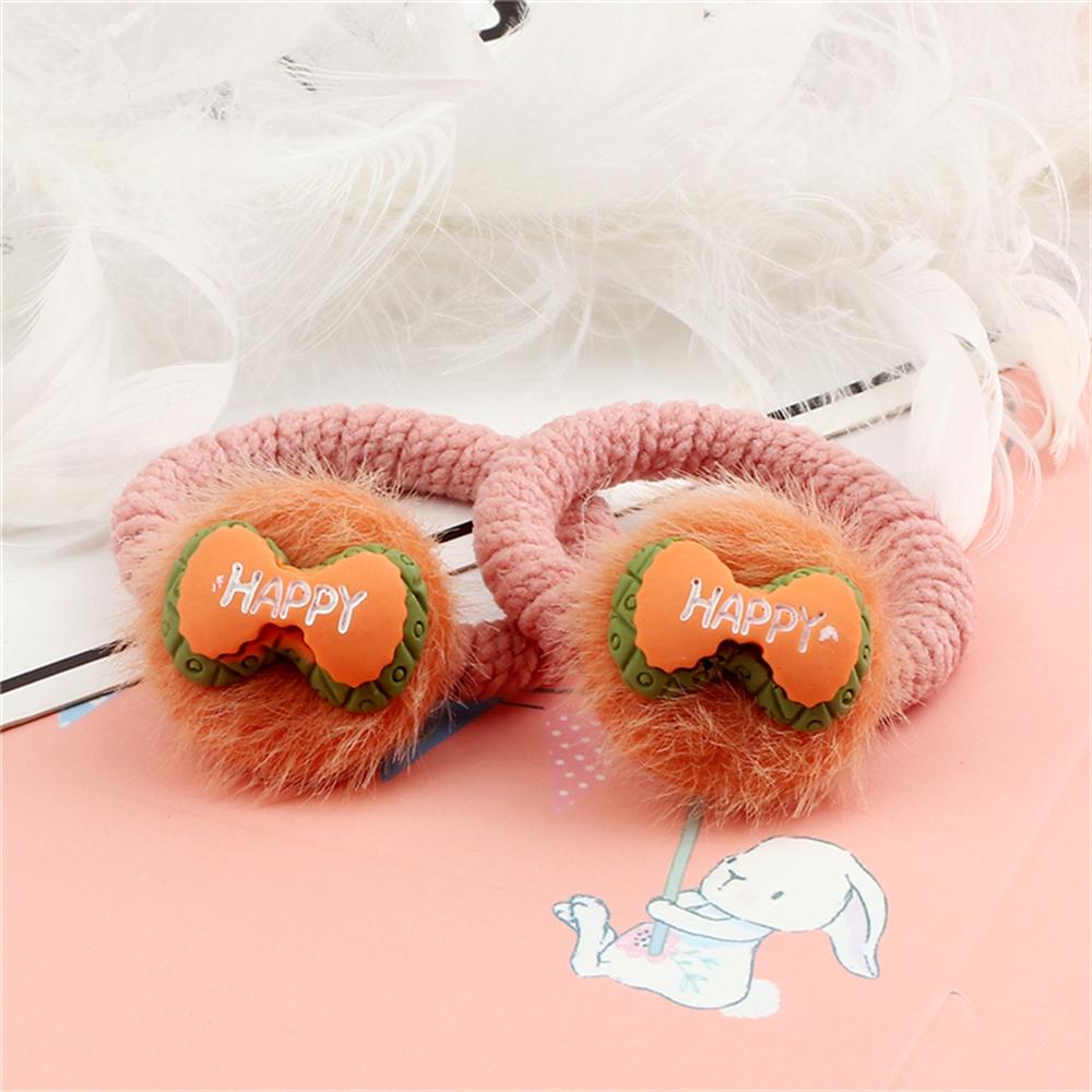 2PCS Sweet Colorful Hair Bands for Kids Girls Furry Fruits Bowknot Heart Winter Hair Ties Elastic Headband Hair Accessories Gift