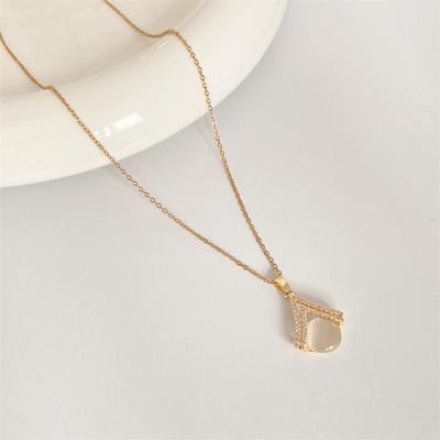Opal Necklace Women's Clavicle Chain Women's Niche Design Geometric Sweater Chain Stainless Steel
