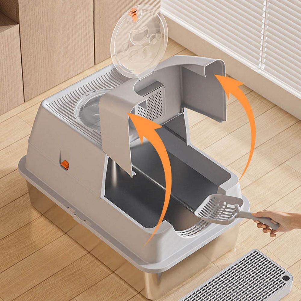 Stainless Steel Cat Bedpans Anti-splash Cover Cat potty New Cat Litter Box  Pet Supplies