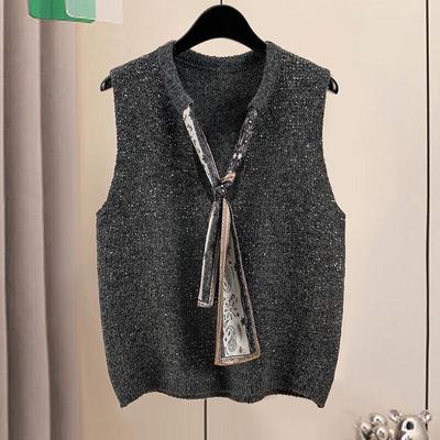 Elegant Wool Blend Sequin Knit Vest