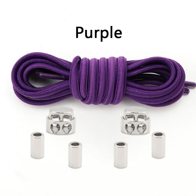 1Pair/2Pair New Metal Buckle Laces Unisex Quick-On/Off Shoelaces Oval Elastic Shoelace for Sneakers and Boots