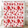 Red White Christmas Tree Candy Canes Xmas Ornaments Shower Curtain Decorative Waterproof Fabric Bathroom Linen Tassel Home Decor