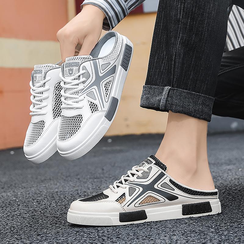 Pánské sportovní boty, letní dřeváky s otevřeným výstřihem, nazouváky, ležérní pantofle, boty pro studenty, velké velikosti, tenisky, sandály, nadměrné velikosti