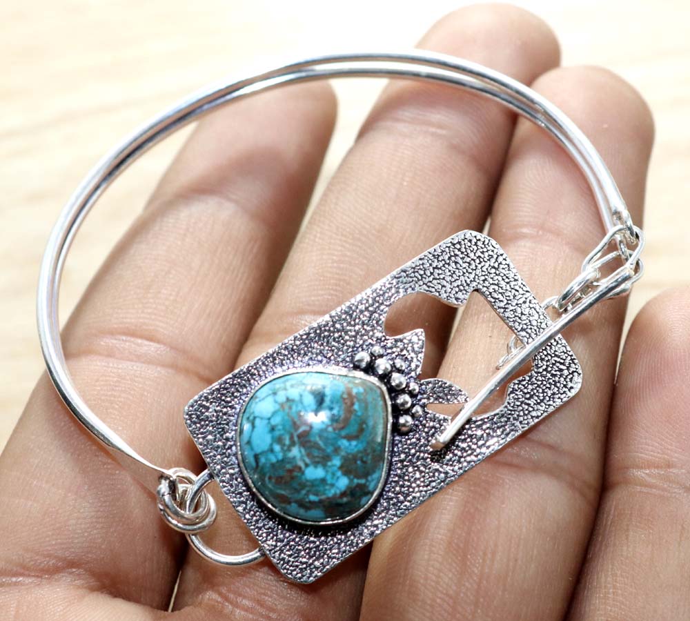 Turquoise 925 Silver Plated Bangle 7" Best Seller Gift Limited Stock Deal m9b81
