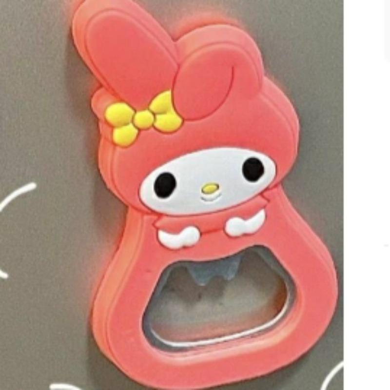 Cartoon Hello Kitty Bottle Opener Refrigerator Pvc Soft Plastic Vertical Magnetic Portable Beer Folding Bottle Opener