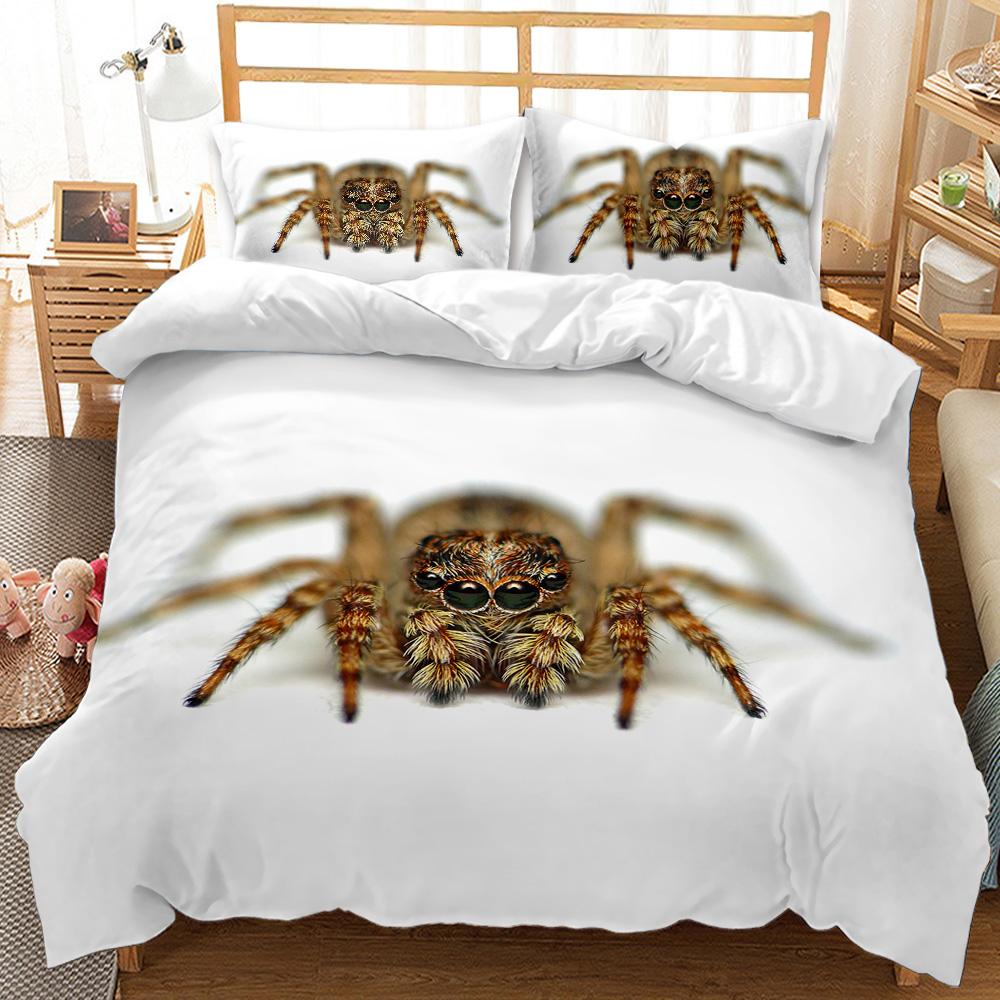 Tarantula Printing Bedding Set Microfiber 3D Print Black Brown Spider Comforter Cover Set Insect Theme Duvet Cover