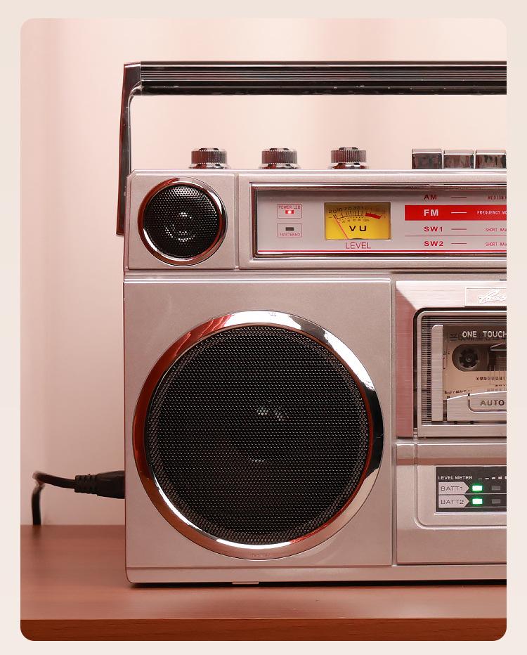 Vintage Cassette Player with Stereo Recorder and FM Bluetooth Speaker