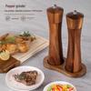 Acacia Wood Pepper and Sea Salt Grinder Set with Ceramic Core and Steel Ring