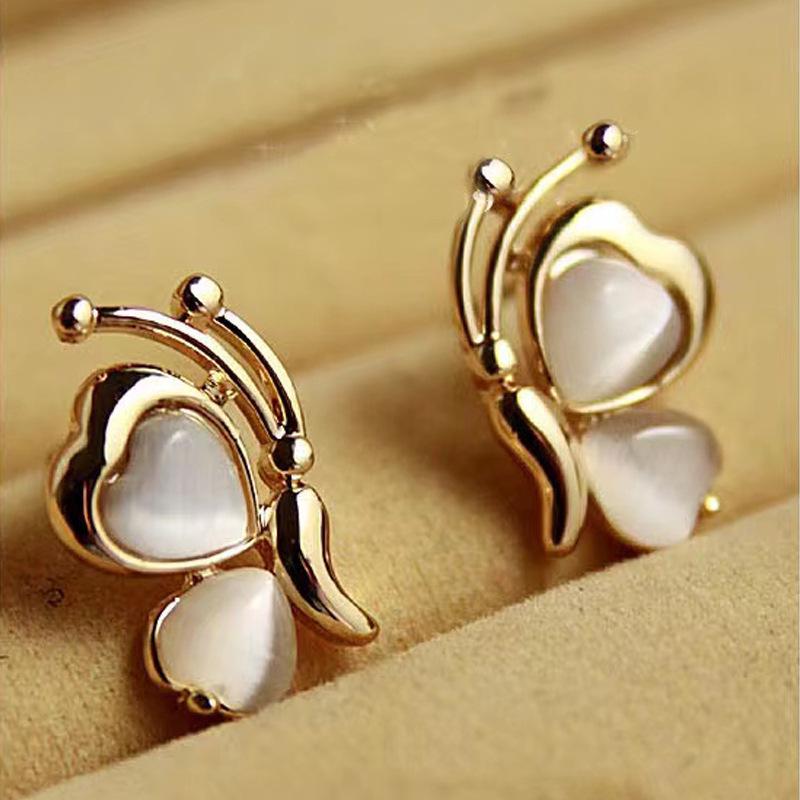 S925 Sterling Silver Cat s Eye Butterfly Dangle Earrings - Light Luxury Fashion 2023