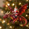 Christmas Door Window Decor Santa Claus Dragon Rider Ornament, 2D Acrylic Red Unique Xmas Ornament for Home with Flying Tree Hanging Decorations