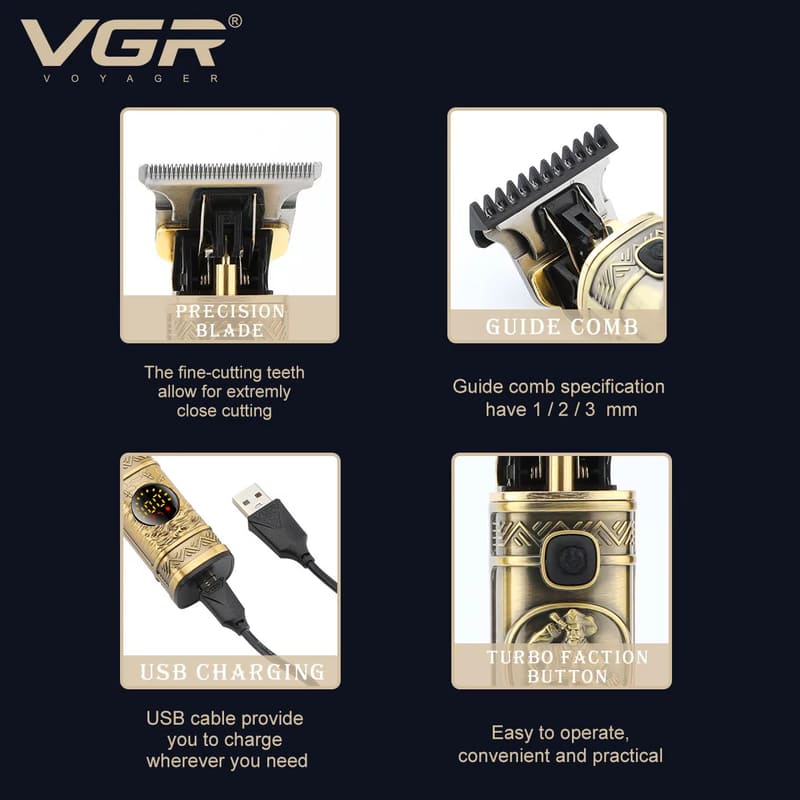 Men's Universal Metal Razor Head Retro Carved Hair Salon LCD Digital Display T-shaped Electric Clippers Safely Trim Hair Without Hurting The Skin