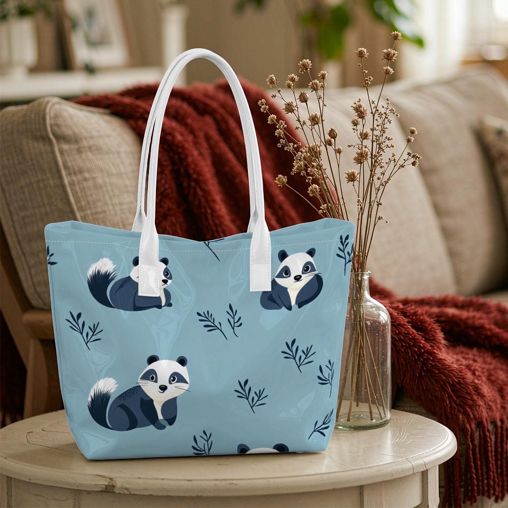 Cute Panda Pattern Tote Bag Large Capacity Casual Shoulder Bag for Daily Use