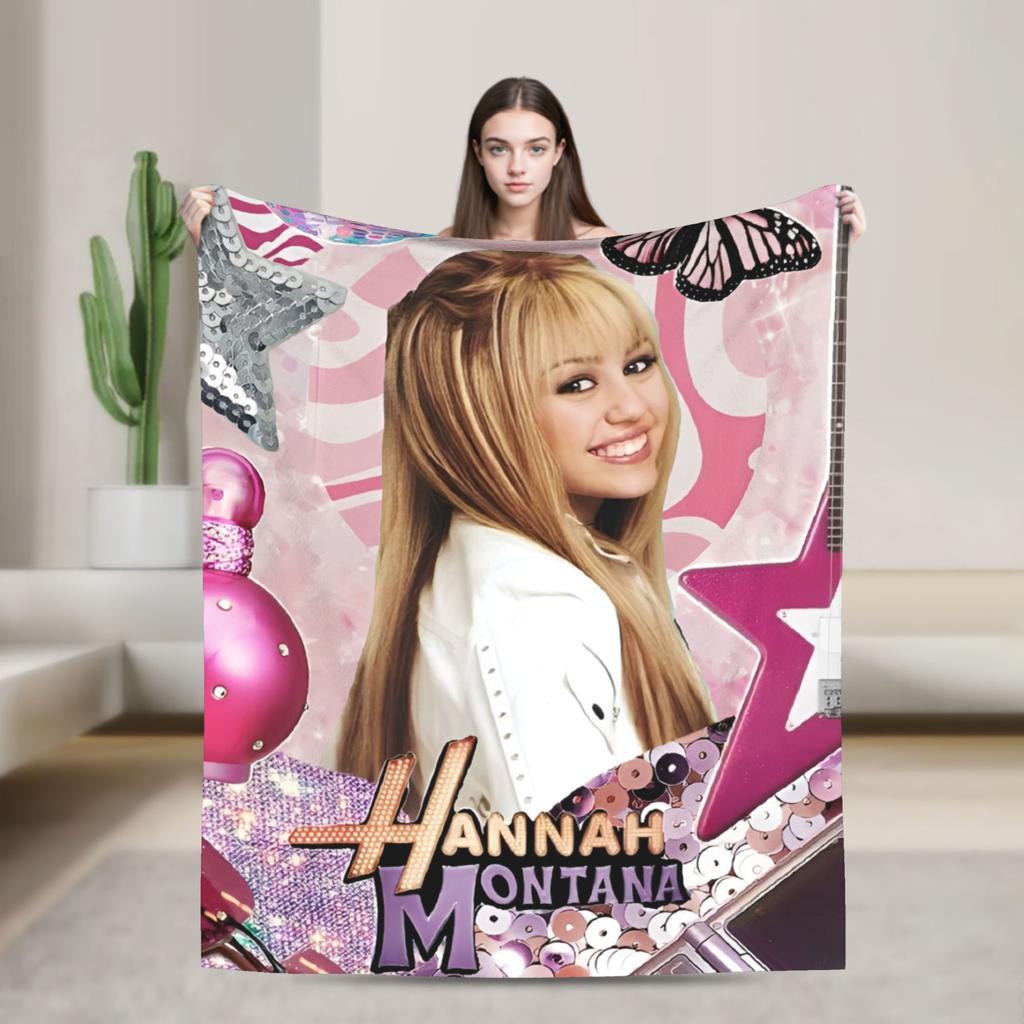 Hannah Montana Miley Stewart Deka Vtipná TV Flanelová Vtipná Měkká Přehozová Deka pro Domov Restaurace Textilní Dekorace Cestování