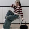 The Pink Mocha Stripe Crop Knit Cardigan