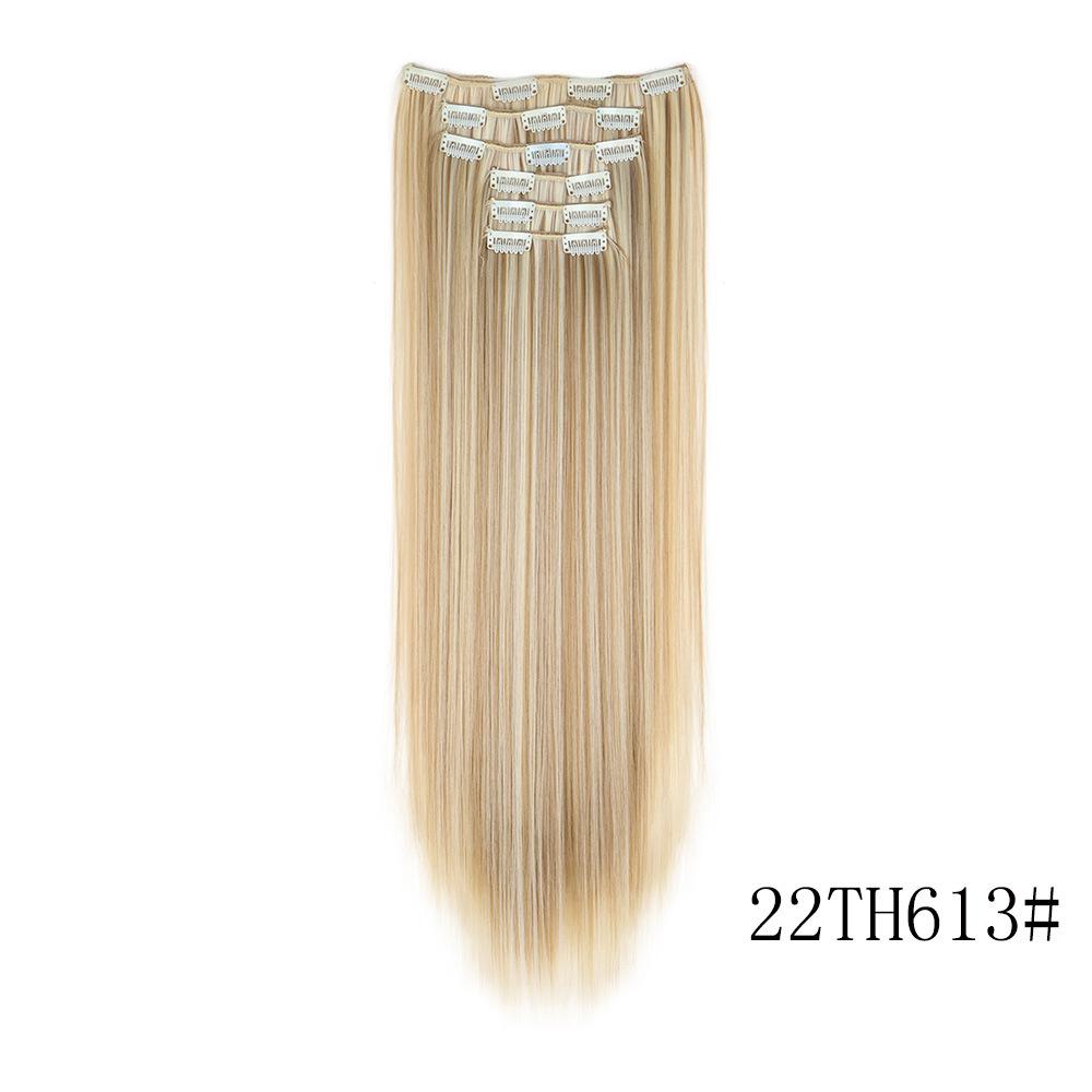 6PC Clip in Hair Extensions 24" Straight Long Extensions for Women Synthetic Hairpiece Highlight