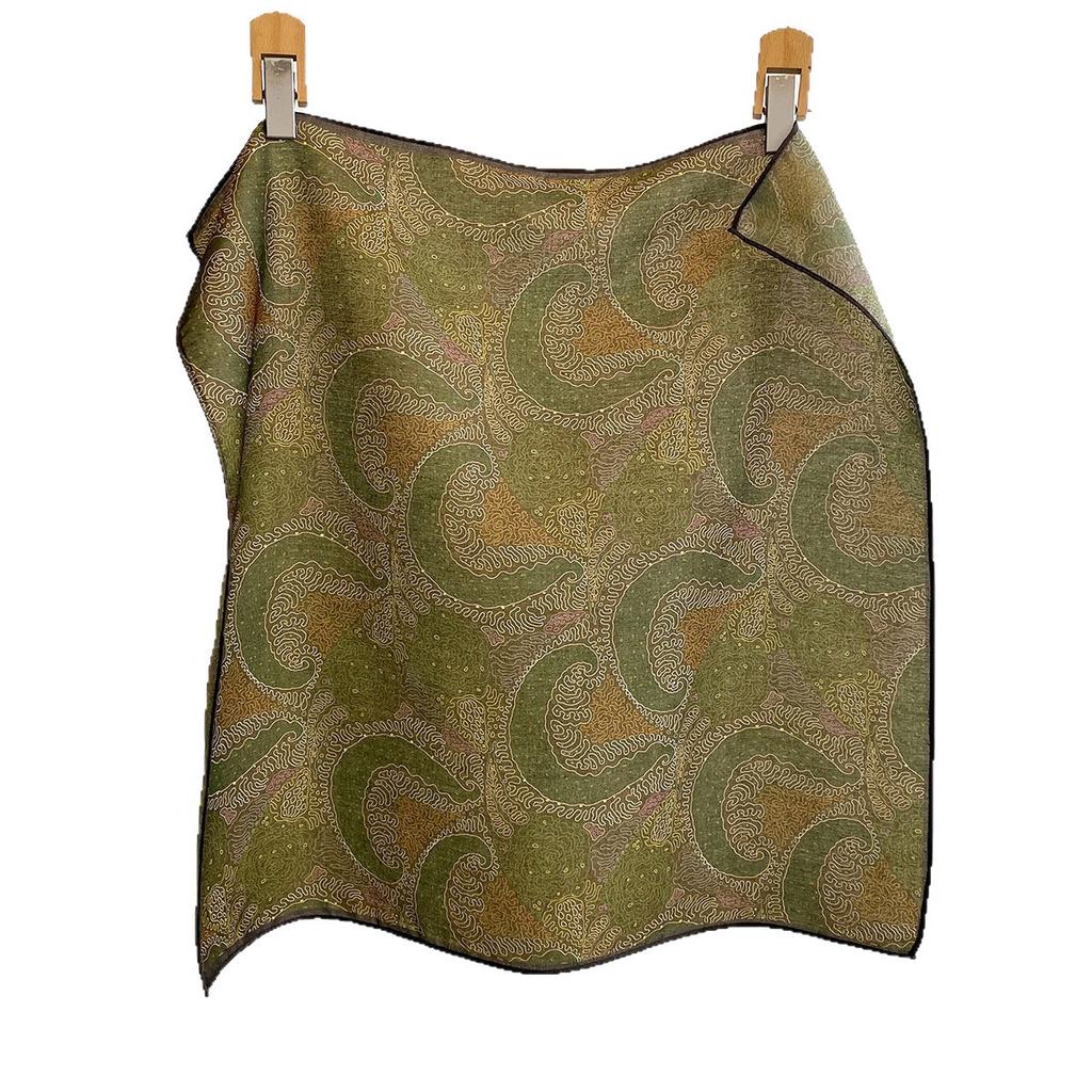 Double-sided heterochrome cotton and linen feel cashew flower medium square scarf women's new Chinese retro style shawl spring and summer versatile si