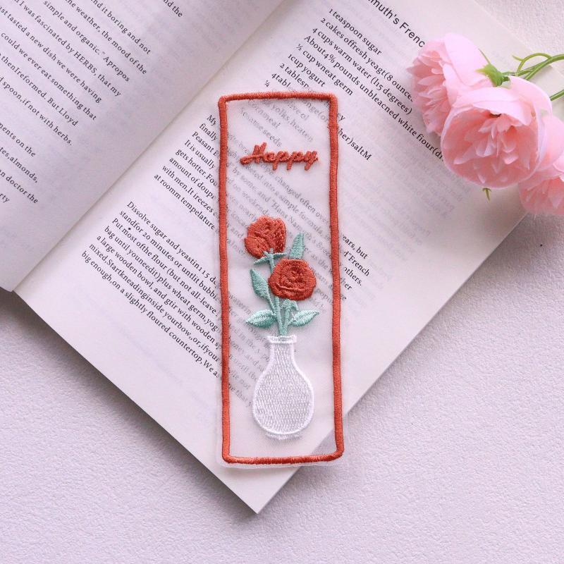 Imitation Organza Bestickte Blumen Lesezeichen Journal Dekoration Lesezeichen Geschenk Für Buchliebhaber