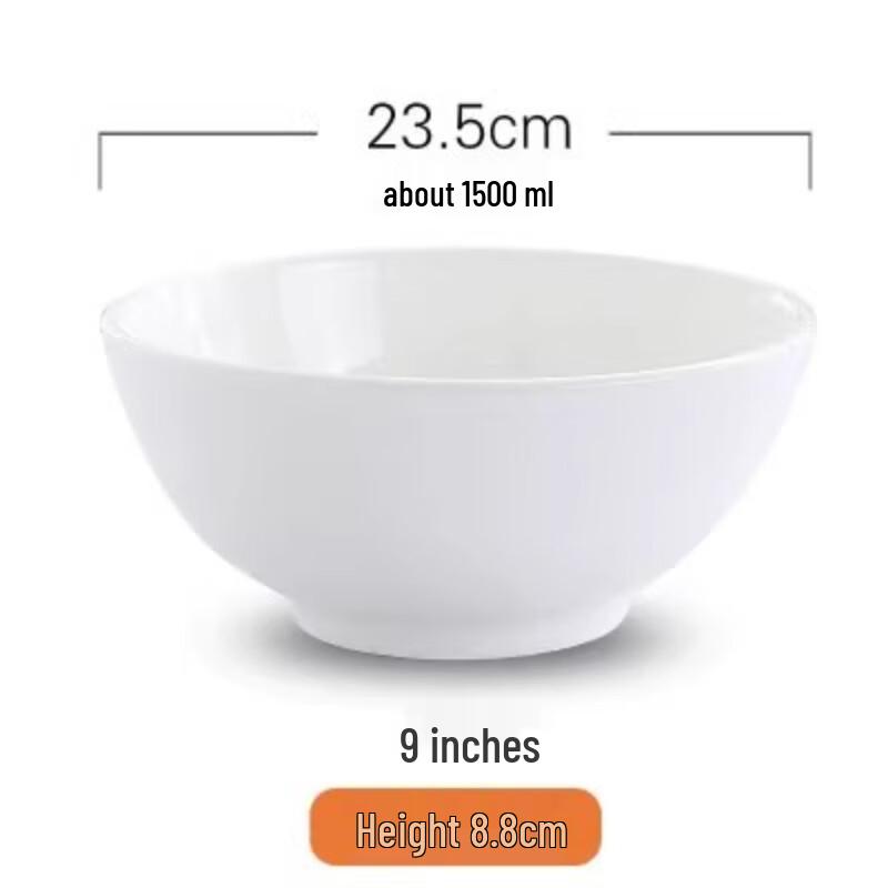 Thickened Pure White Ceramic Serving Bowls - 10-Pack