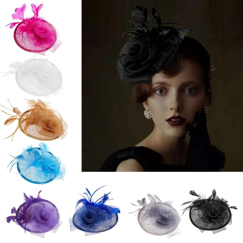 British Styles Women's Fascinator Beautiful Linen Brida Headwears Delicate Hat Adornment For Stylish Appearance