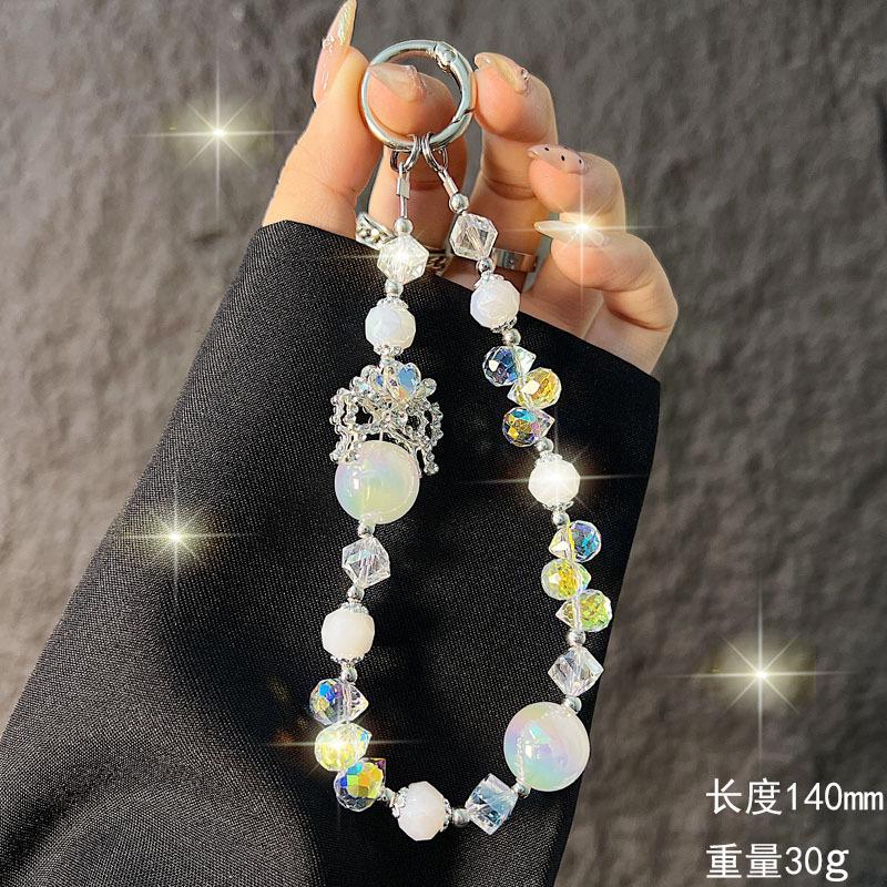 New Crown Phone Chain Premium Handmade Crystal Phone Chain Short Strap Keychain Bag Pendant