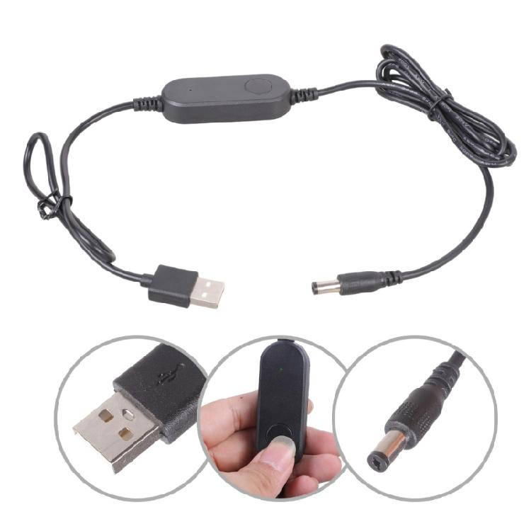 160cm USB 12V 12W Boost Power Cable Featuring LED Light Plastic Texture for Router Speaker LED Light Electronics