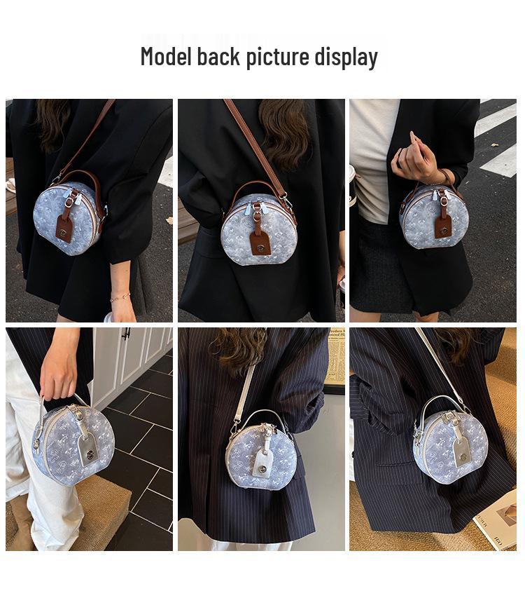 Women's Round Cake Bag - Stylish Print, Small Fragrance Design, Versatile Shoulder/Crossbody Handbag