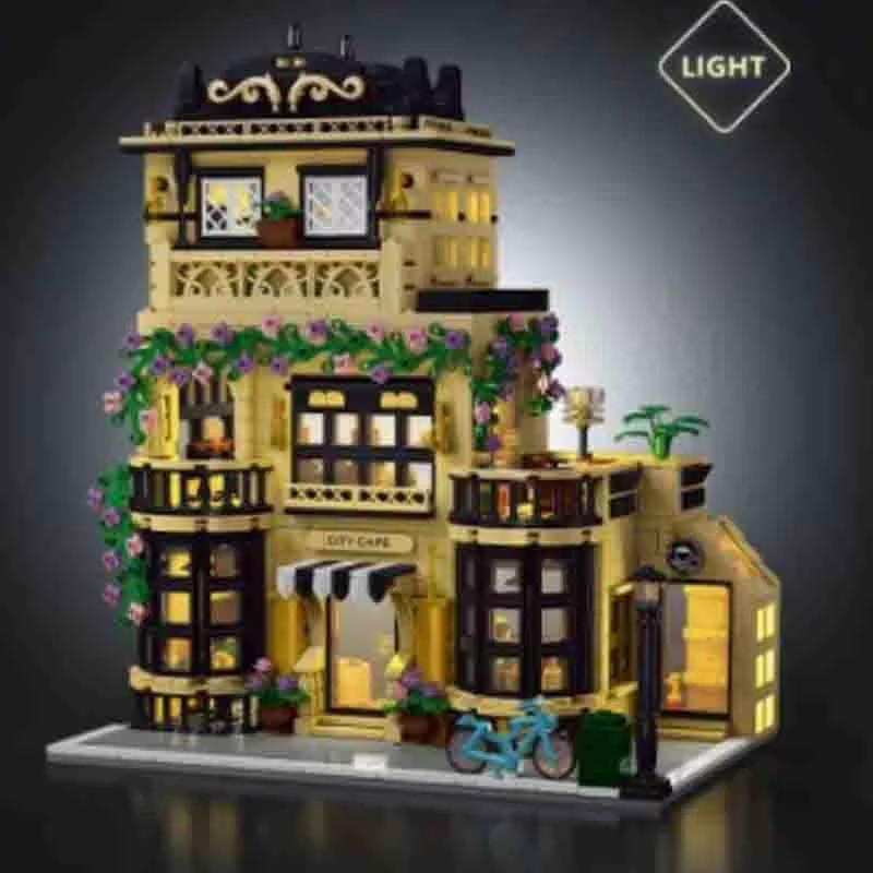 Moc Exquisite European Architecture Coffee Shops City Streets Retro Houses Building Blocks Diy Toys Children S Gifts