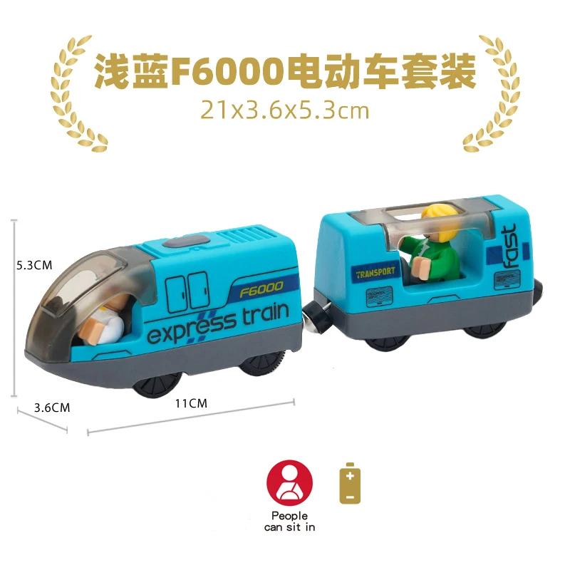 Battery Operated Locomotive Electric Train Set Diecast Magnetic Locomotive Slot Toy Fit For Wooden Rail Track Toys Kids Gift W02
