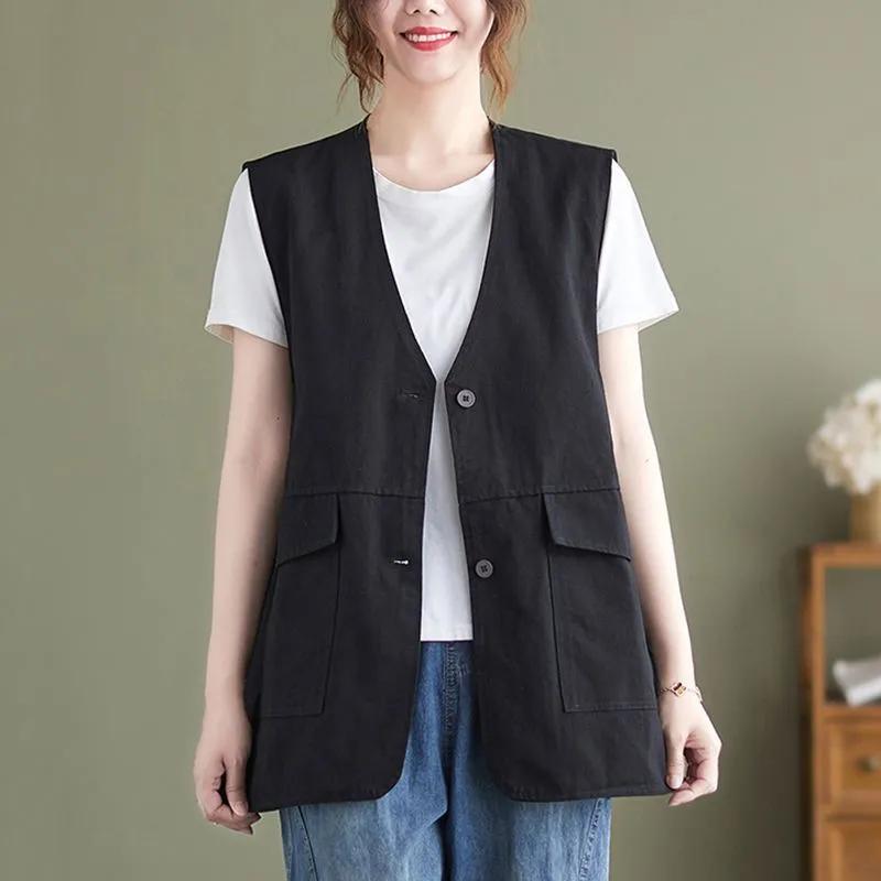 Vest Women's Spring and Summer Vest Outer Wear Loose Thin Casual Vest Sleeveless Jacket