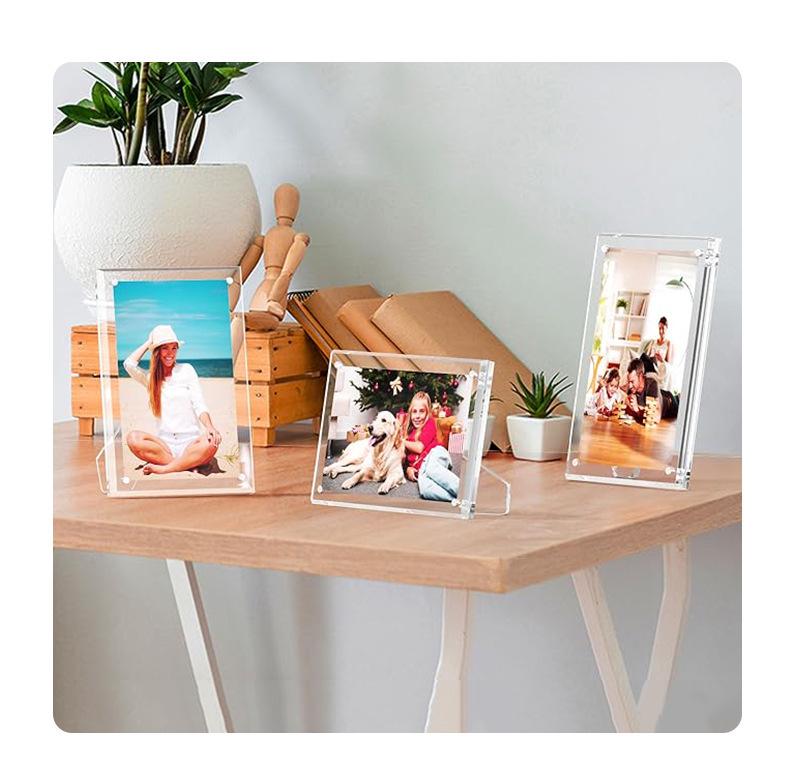 Cross-border Exclusive Acrylic Photo Frame - 6x7, 8x10 Inch Magnetic Stand Desktop Display