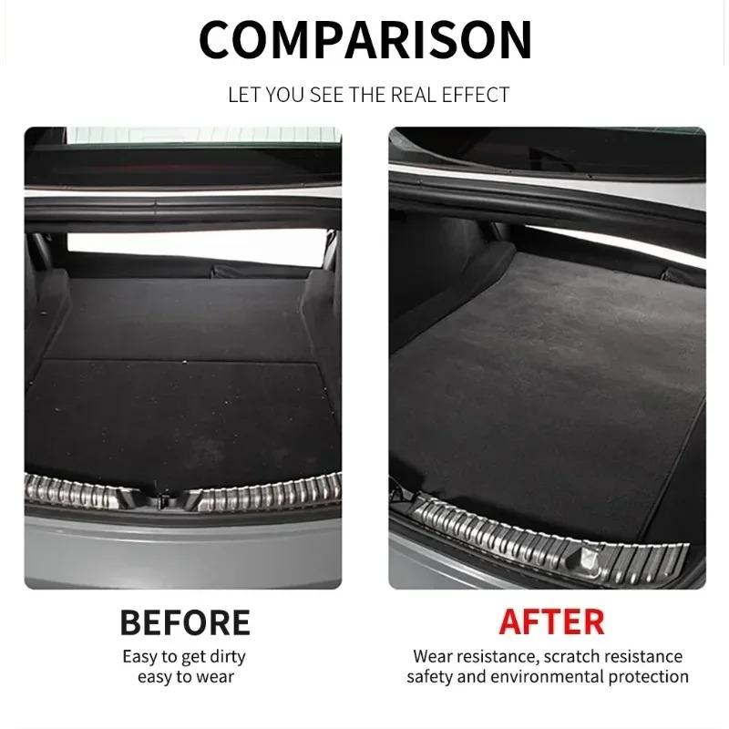 For Tesla Model 3/Y/3+ Trunk Mats Flocking Fabric Pad Front Rear Trunk Cargo Tray Storage Box Mat Car Flannel Cushion 2017-2024