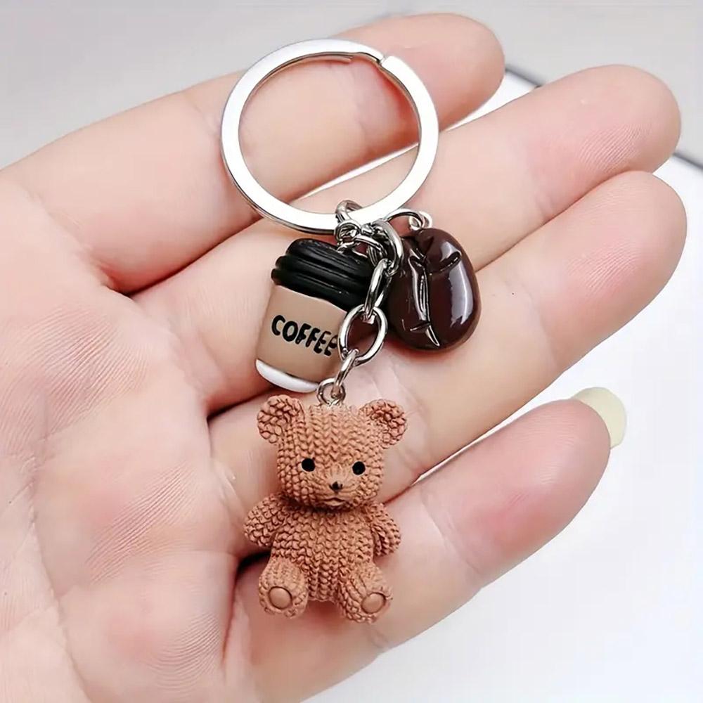 Cute Three Dimensional Little Bear Pendant Keychain Personality Bag Charm Cartoon Animals Backpack Hanging Piece Accessorie A491