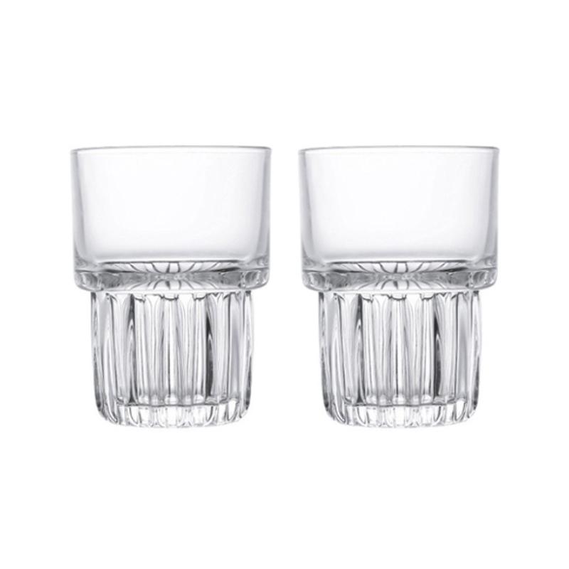 2pcs Creative Coffee Mug Trendy Thickened Glass Latte Mocha Mugs Vintage Cold Brew Coffee Cup Classical Whiskey Glass Drinkware