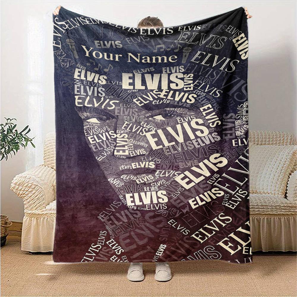 Elvis Presley Personalized Text Blanket Cozy Customizable Blanket Warmthful Decor Perfect for Home Decor Sofa Living Room Bedding