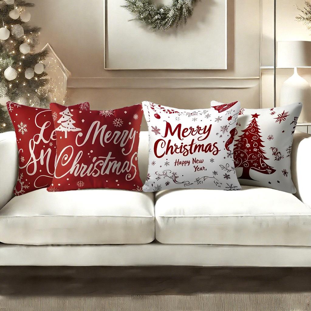 Christmas Pillowcases: Let It Snow, Merry Christmas, and More Festive Designs! Sofa Room Cushion Cover Home Decoration Gift