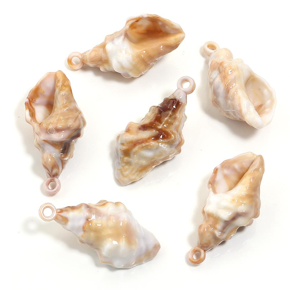 10-100pcs Natural Shell Acrylic Beads Ocean Light Brown  Seashell Pendants For Jewelry Making DIY Bracelets Keychain Accessories